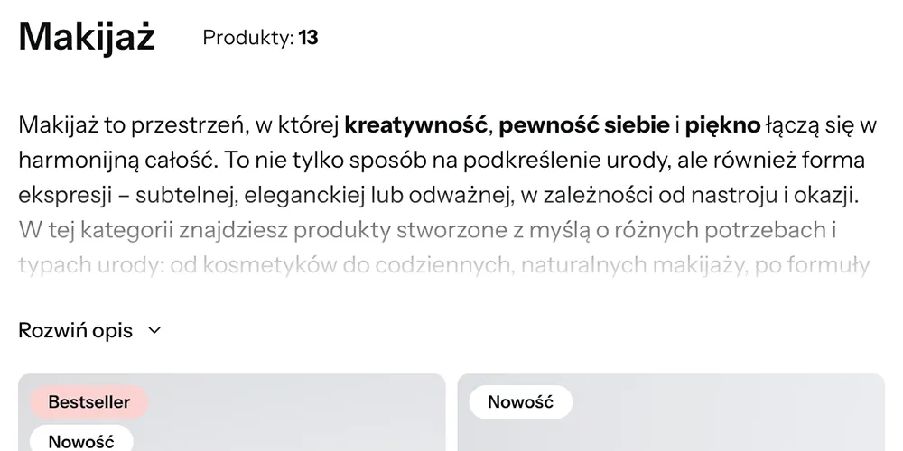 rozwijane opisy kategorii shoper