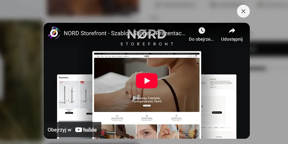 wideo z youtube na karcie produktu shoper